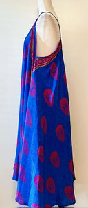 Flowing Silk Slip Dress (Royal/Pink)