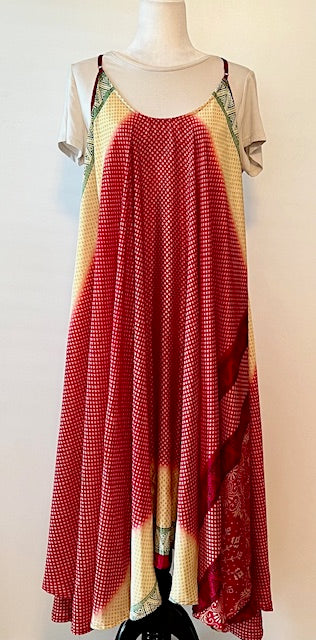 Flowing Silk Slip Dress (Ombre Red)