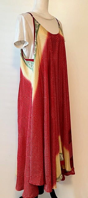 Flowing Silk Slip Dress (Ombre Red)