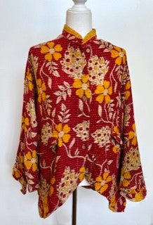 Kantha Cotton Embroidered Tunic: Best Seller (Gold Floral) New Print