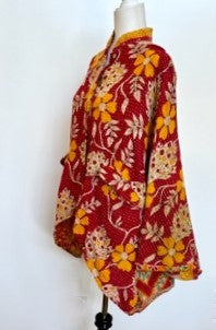 Kantha Cotton Embroidered Tunic: Best Seller (Gold Floral) New Print