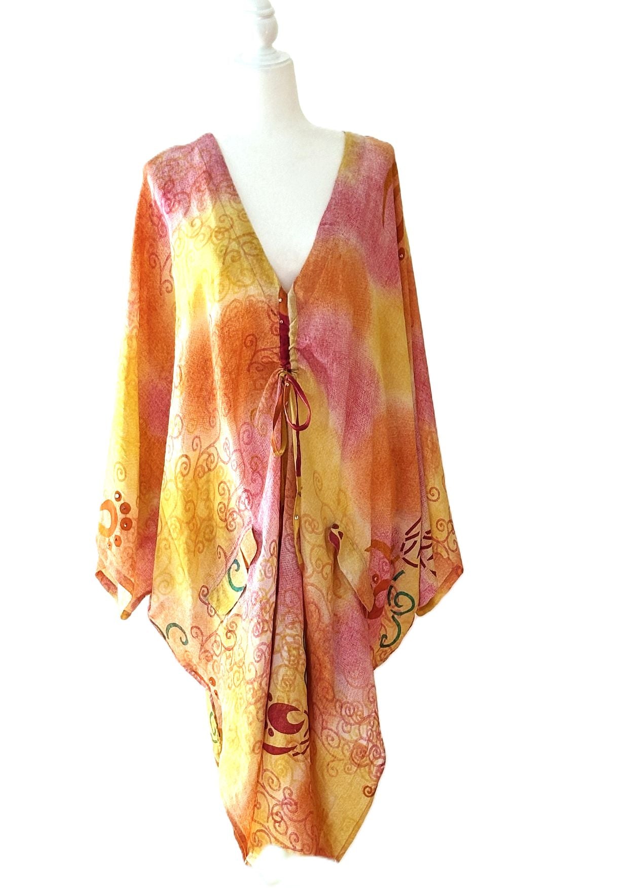 Kantha Bae Crepe Sari Moondance Muu  (Citrus Tones)
