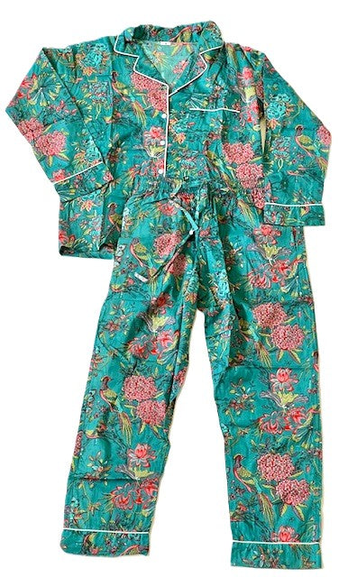 Ultra Soft Matching Cotton Pajama Shirt and Pant Set. Sleepover invited. (4 Gorgeous Greens)