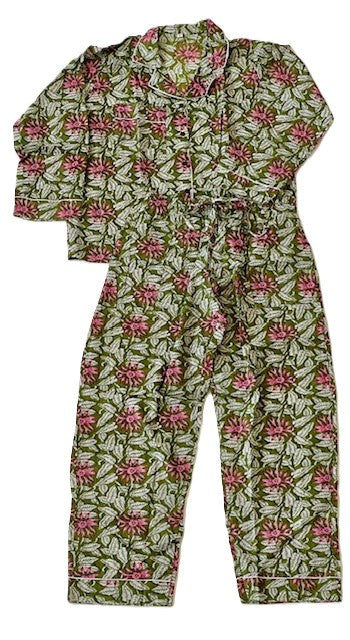 Ultra Soft Matching Cotton Pajama Shirt and Pant Set. Sleepover invited. (4 Gorgeous Greens)