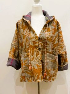 New Style Kantha Copped Shacket Jacket (Beige)