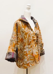 New Style Kantha Copped Shacket Jacket (Beige)