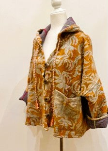 New Style Kantha Copped Shacket Jacket (Beige)