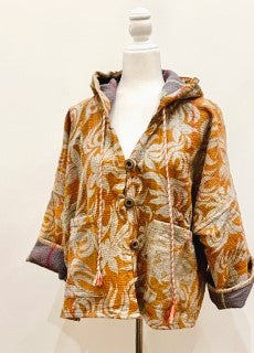 New Style Kantha Copped Shacket Jacket (Beige)