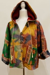 New Style Kantha Copped Shacket Jacket (Green)