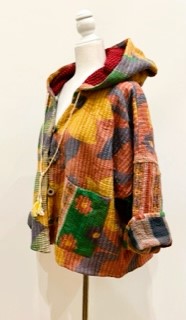 New Style Kantha Copped Shacket Jacket (Green)