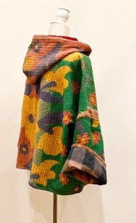 New Style Kantha Copped Shacket Jacket (Green)