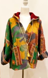 New Style Kantha Copped Shacket Jacket (Green)