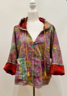 New Style Kantha Cropped Shacket Jacket (Purple)