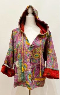 New Style Kantha Cropped Shacket Jacket (Purple)