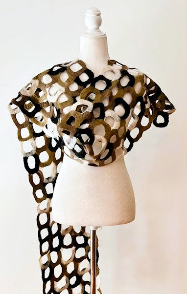 Runway Worthy, Add This Dramatic Artisan Ring Shawl To Your Basics. (Brown and Black).