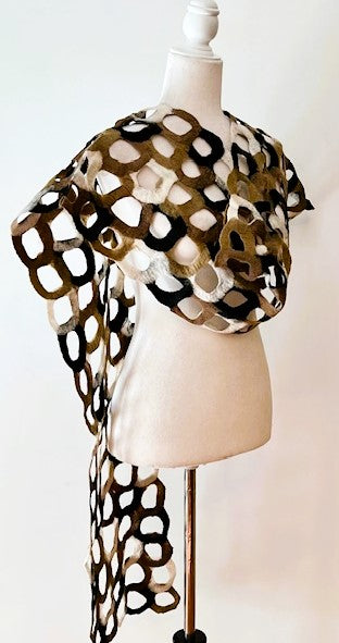 Runway Worthy, Add This Dramatic Artisan Ring Shawl To Your Basics. (Brown and Black).