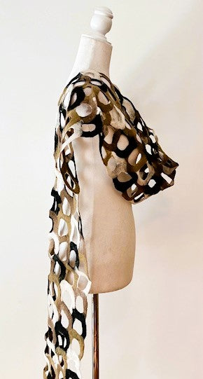 Runway Worthy, Add This Dramatic Artisan Ring Shawl To Your Basics. (Brown and Black).