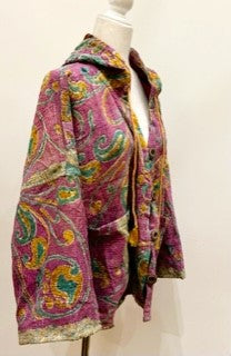 New Style Kantha Cropped Shacket Jacket (Purple)