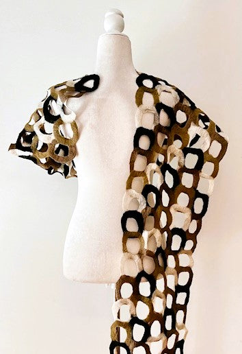 Runway Worthy, Add This Dramatic Artisan Ring Shawl To Your Basics. (Brown and Black).