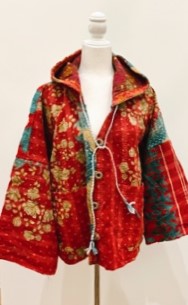 New Style Kantha Cropped Shacket Jacket (Red)