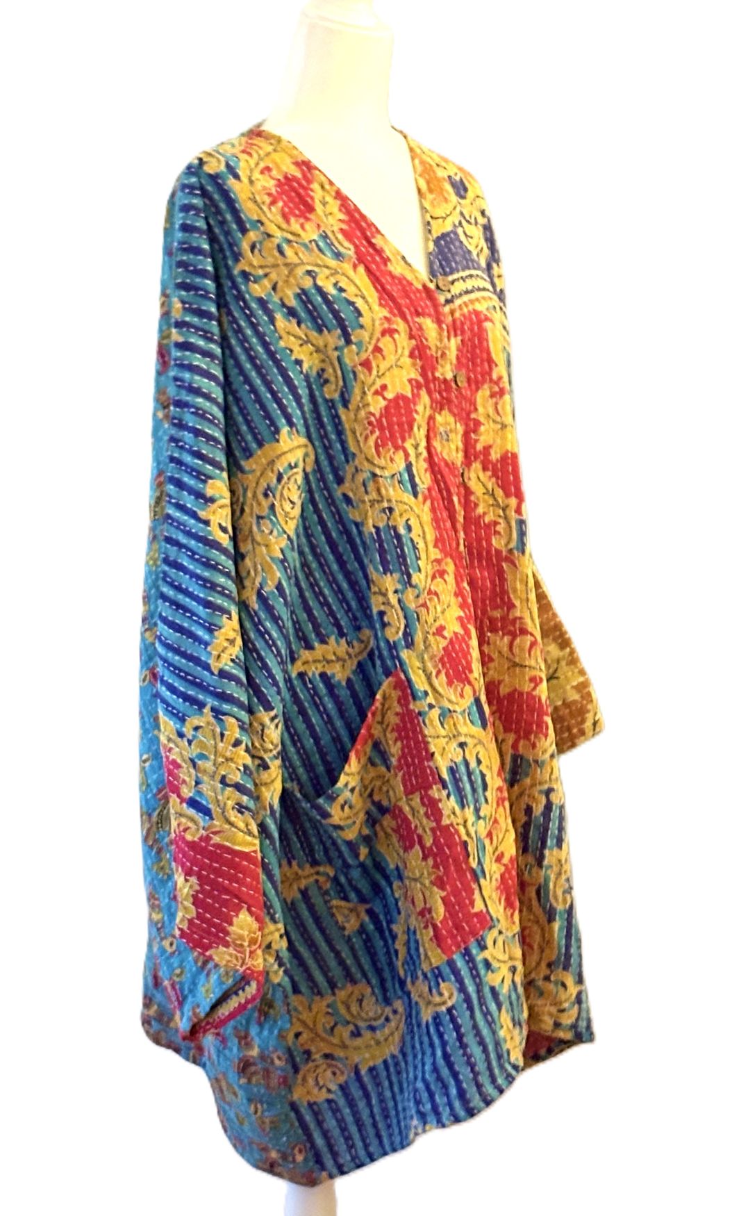 Kantha Bae Pareo Kantha Gaia Button-Down Kimono (Blue Green)