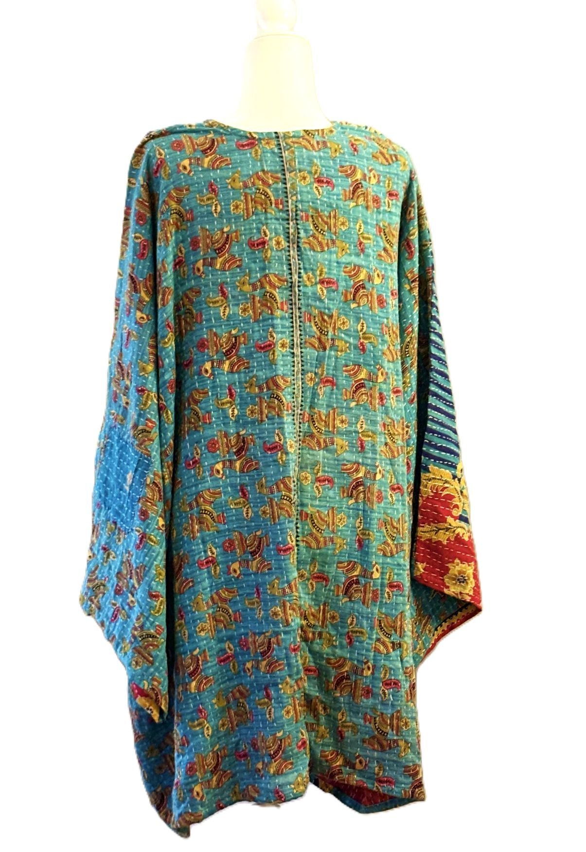 Kantha Bae Pareo Kantha Gaia Button-Down Kimono (Blue Green)