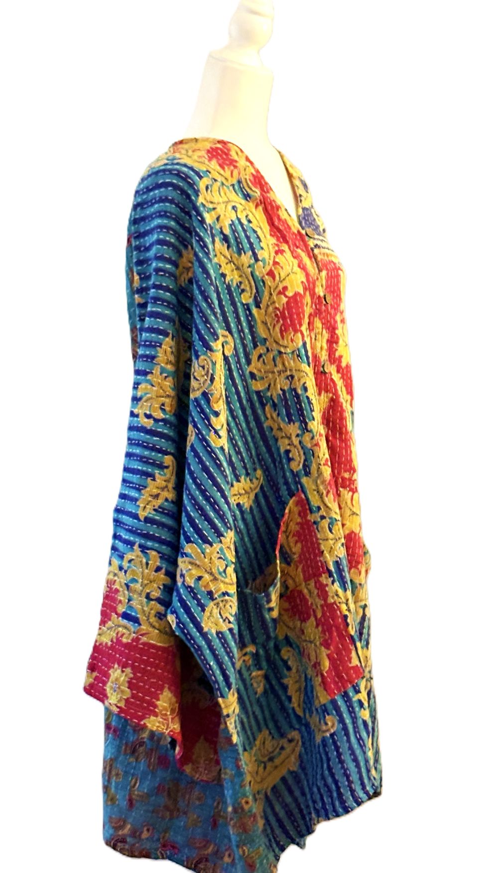 Kantha Bae Pareo Kantha Gaia Button-Down Kimono (Blue Green)