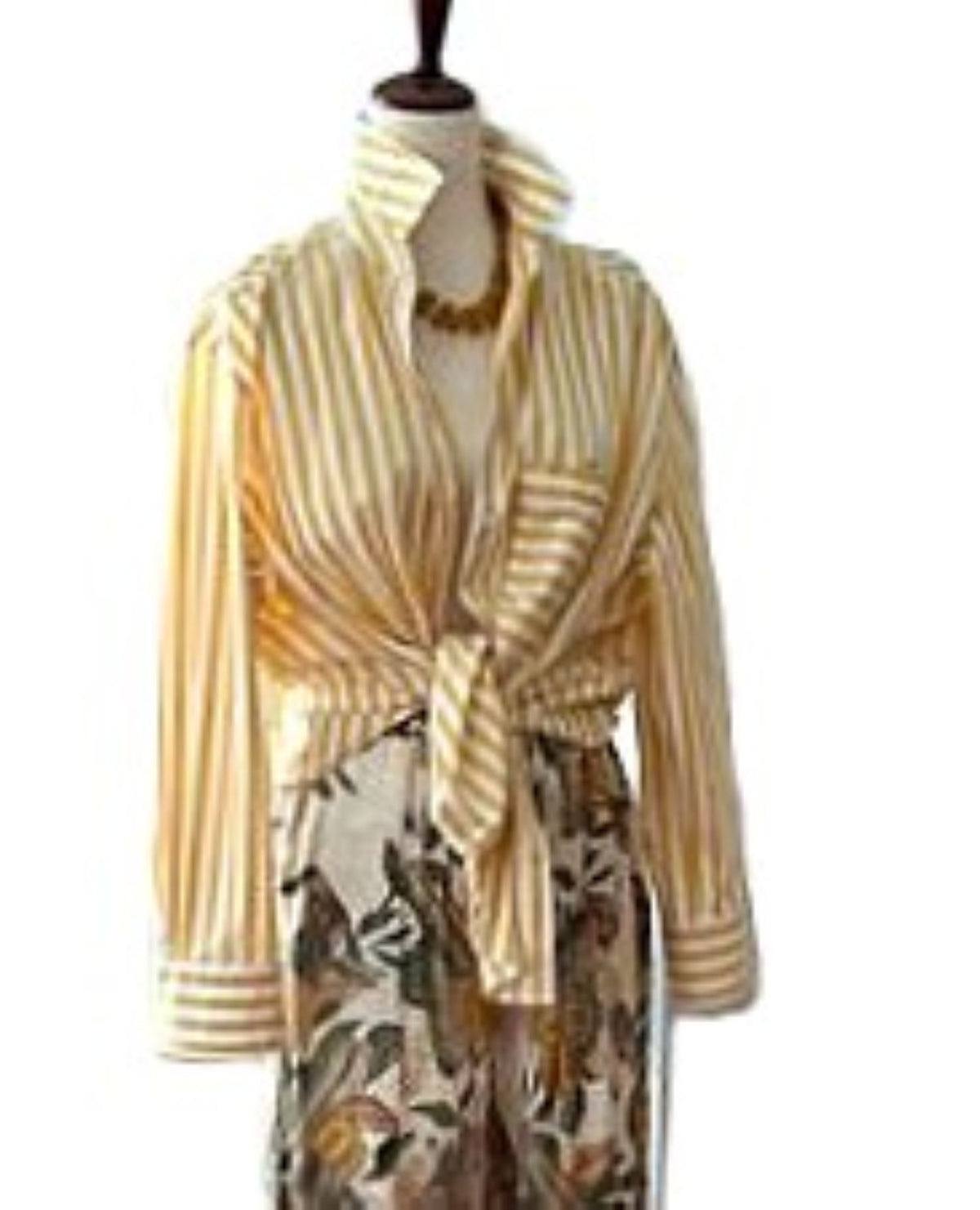 Pants- Italian One Size Ivory Botanical Print Wide-Leg.  Flattering