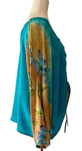 Kantha Bae Crepe Silk Butterfly Top is Groovy (Turquoise)