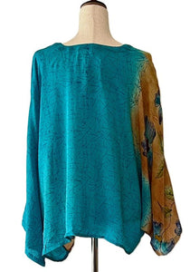 Best Seller: 4 Button Short Kantha Cotton Tunic is Seasonless (Mustard Floral)