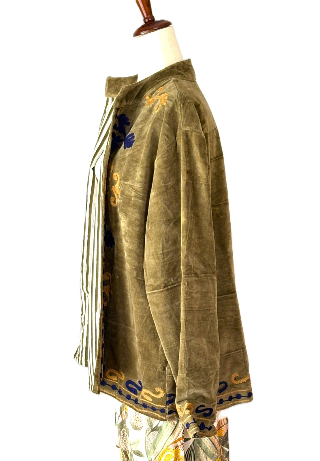 Specialty Collection: Easy, Tailored Short Jacket, Hand Embroidered. (Khaki)