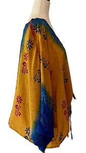 Best Seller: 4 Button Short Kantha Cotton Tunic is Seasonless (Mustard Floral)