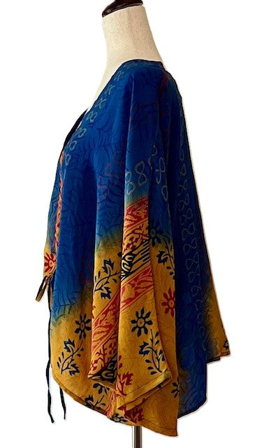Kantha Bae Crepe Silk Butterfly Top is Groovy (Navy)