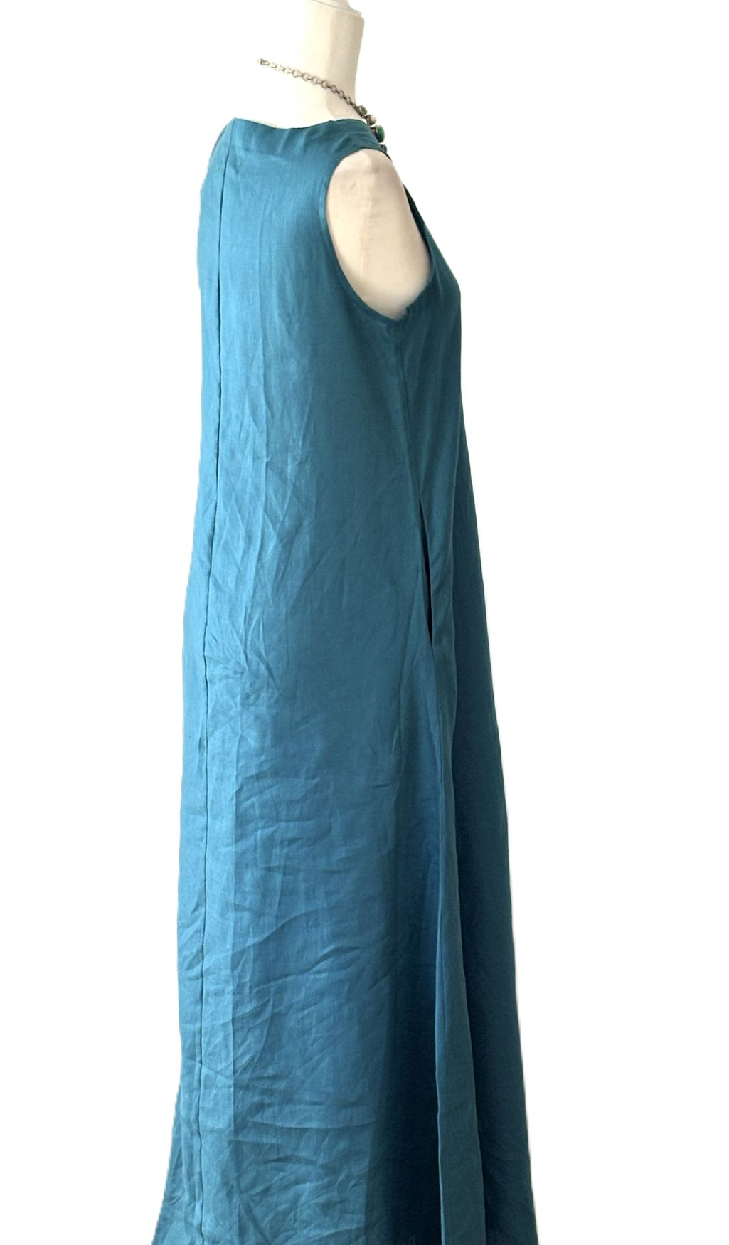 Dresses: Elegant Linen Sleeveless Maxi (Turquoise)