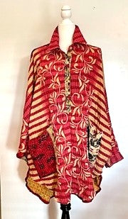 Designer Specialty Overblouse is Versatile: Coat, Coverup, or Top (Red Beige)