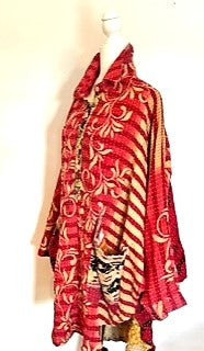 Designer Specialty Overblouse is Versatile: Coat, Coverup, or Top (Red Beige)