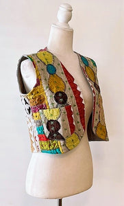 Patchwork Short Kantha Vest (Multicolor)