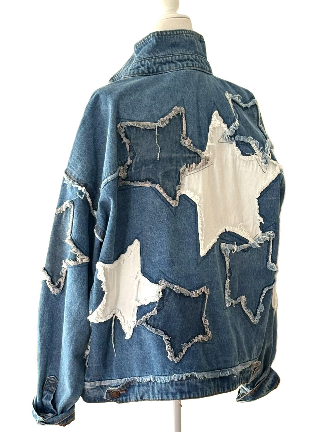 Slimmed Down Long Sleeve Denim With Stars Shacket