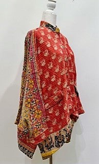 Kantha Cotton Embroidered Tunic: Best Seller (Red/Border)