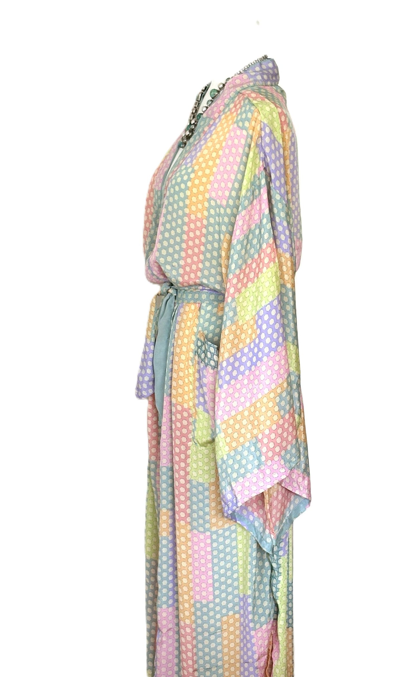 Luxurious and Glamorous Pastel Silk Kimono Duster.