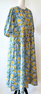 Cotton Block Print Midi Dress Is Delightful In A Marigold Print