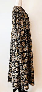 Cotton Block Print Midi Dress Is A Sophisticated Dress (Black)