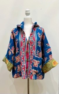 New Style Kantha Cropped Shacket Jacket (Royal)