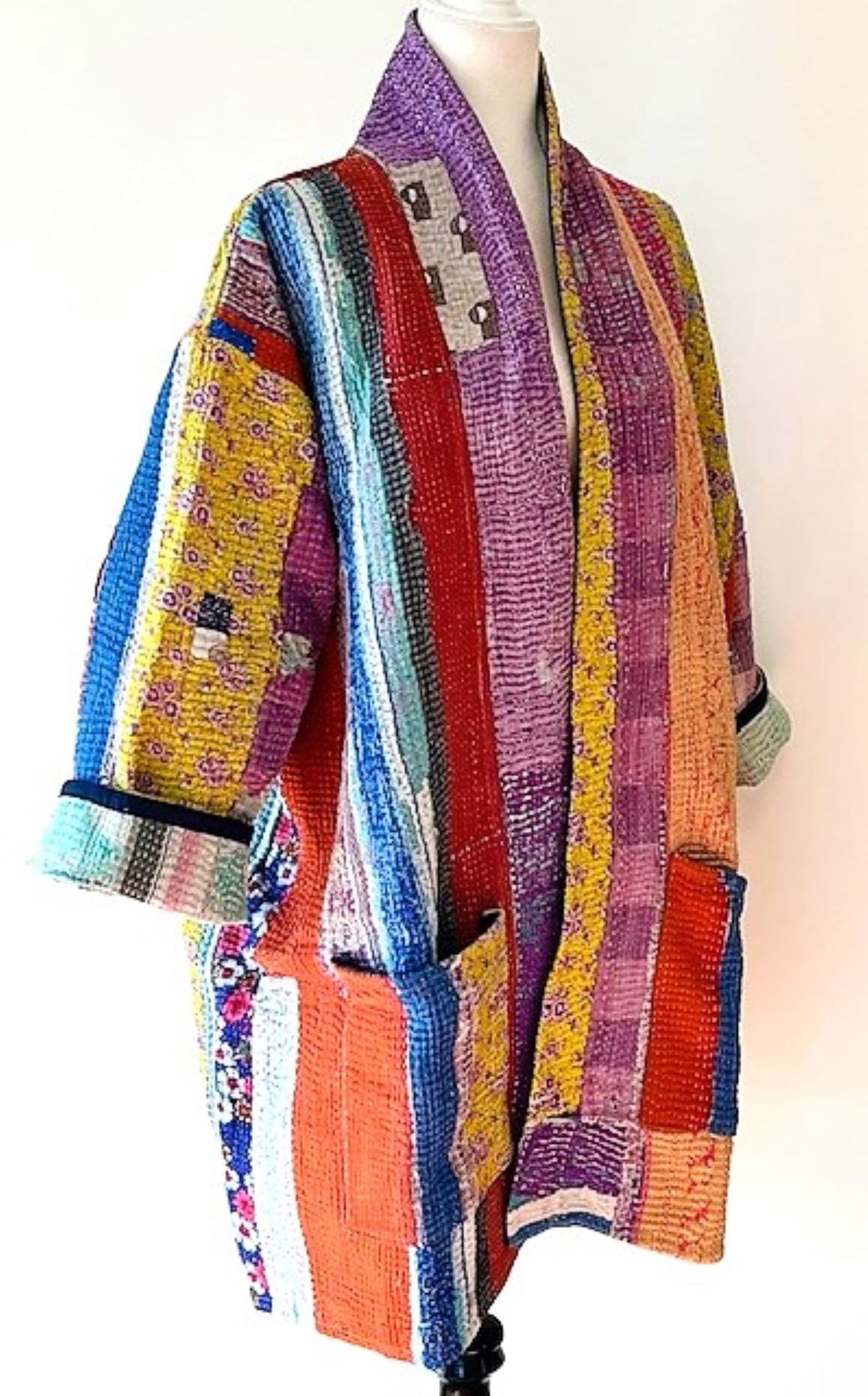 Specialty Collection: Designer Patchwork Hand Embroidered Jacket Fully Reversible. (Purple)