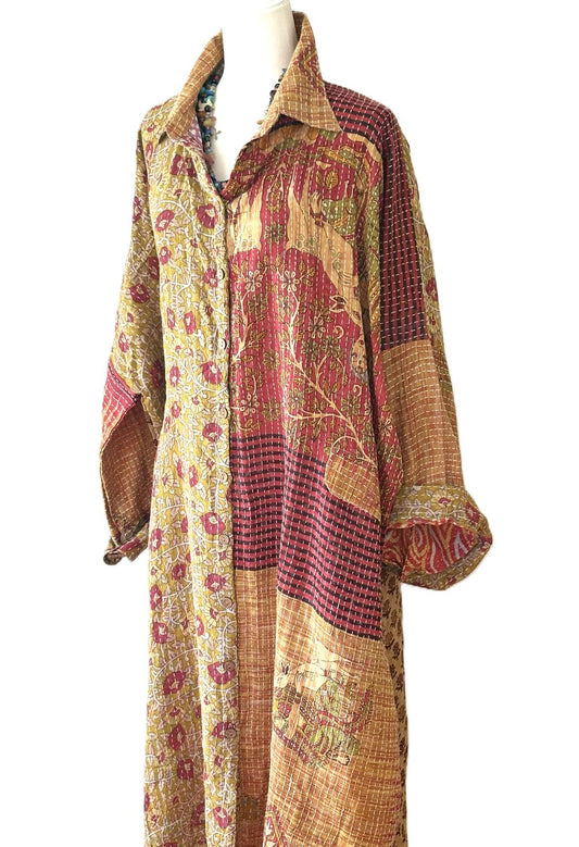 Pareo Kantha Free To Be Longsleeve Maxi. Everyone's Favorite (Bronze)