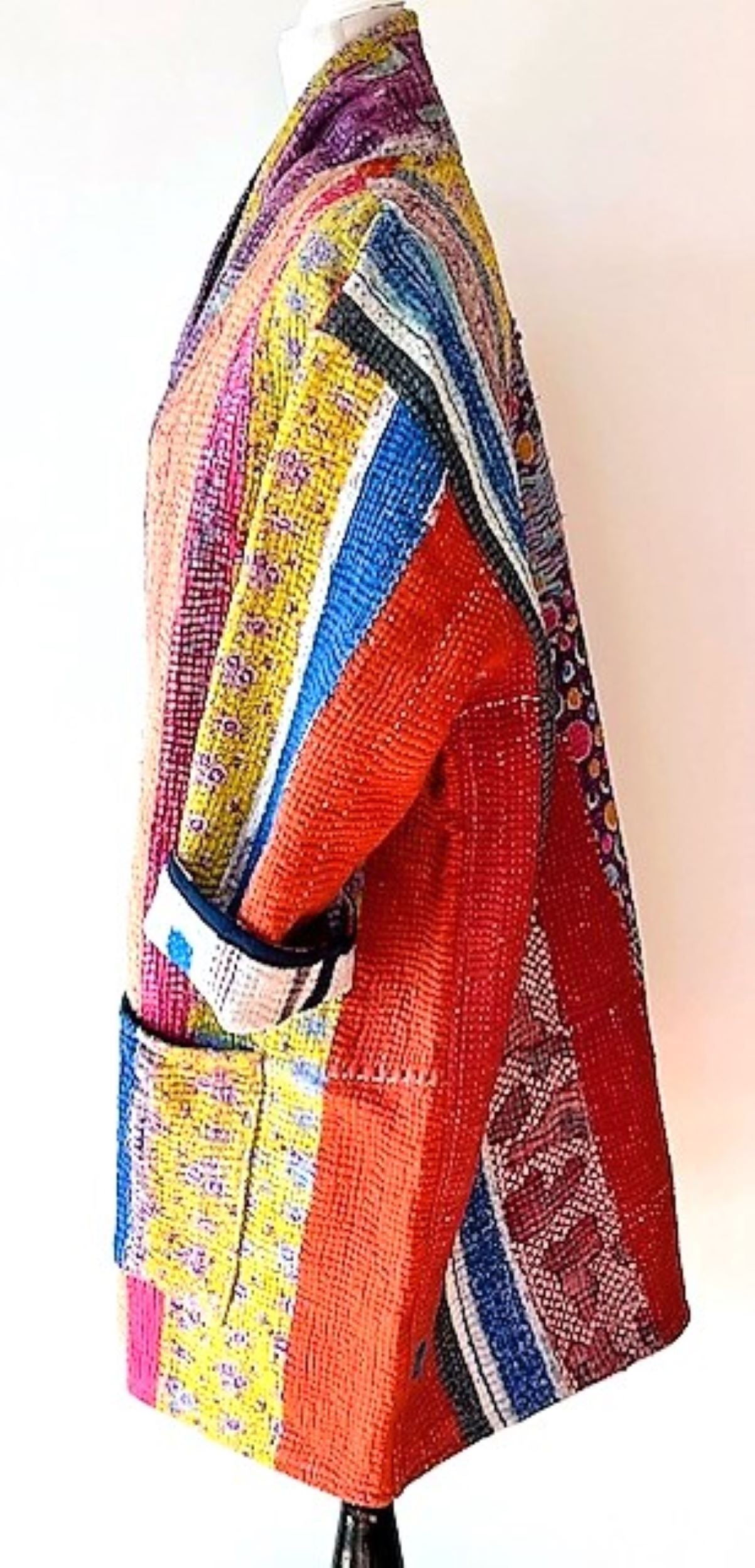 Specialty Collection: Designer Patchwork Hand Embroidered Jacket Fully Reversible. (Purple)