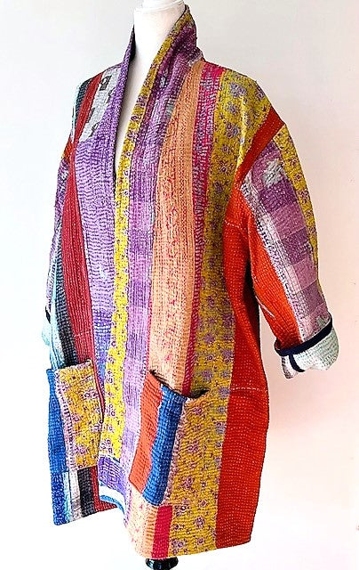 Specialty Collection: Designer Patchwork Hand Embroidered Jacket Fully Reversible. (Purple)