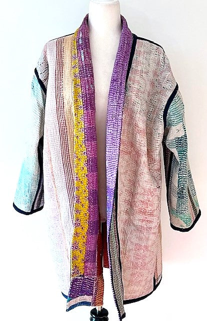 Specialty Collection: Designer Patchwork Hand Embroidered Jacket Fully Reversible. Beautiful (Pastel)