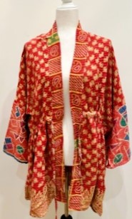 Gorgeous Open Kantha Embroidered Jacket  (Red/Gold Border)