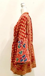 Gorgeous Open Kantha Embroidered Jacket  (RedMix)